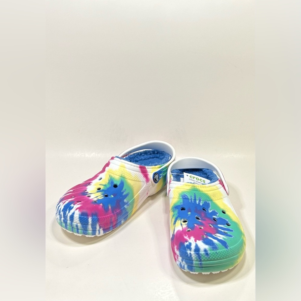 Size 6 - Girls Crocs Classic Lined Tie Dye Graphic Clogs 206683-4SO Boys 7.5